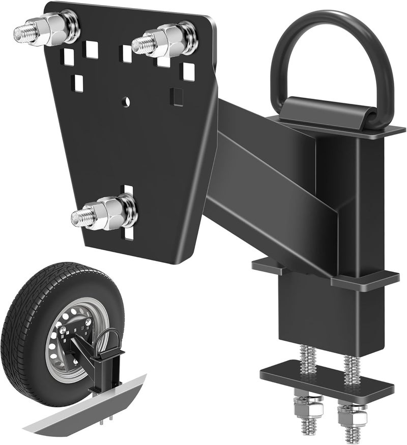 Lusheer Stake Pocket Spare Tire Carrier,Trailer Spare Tire Mount,Fits Most 4 & 5 & 6 & 8 Lugs Wheels on 4",4.25", 4.5'', 4.75'', 5", 5.32",5.5",6.5" or 6.7" Bolt Patterns,Heavy Duty Powder Coat - Image 1